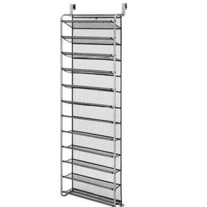 12-Tier Over The Door Shoe Rack, Metal, Gray